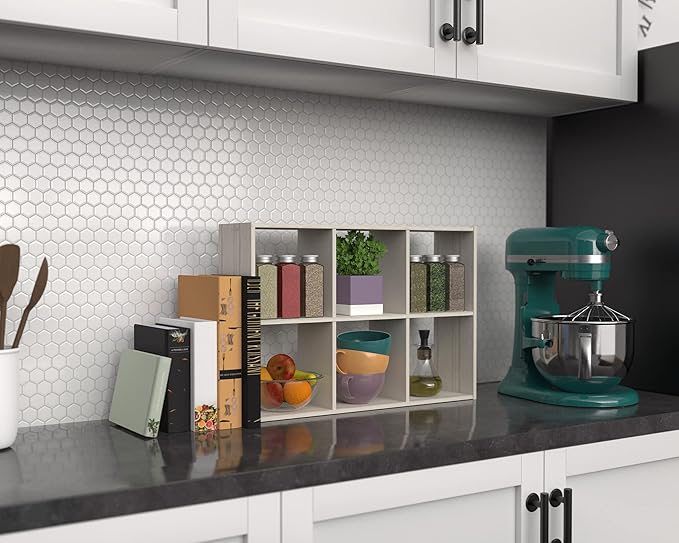 ClosetMaid 5430 Mini 6-Cube Desktop or Wall Mount Organizer, Bleached Walnut-NeatNest