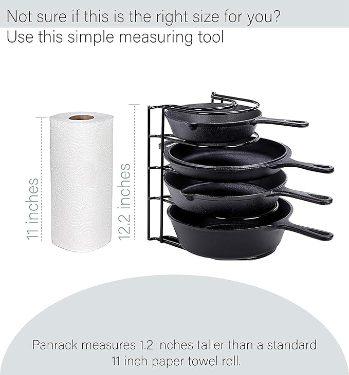 Cuisinel Heavy Duty Pots and Pans Organizer Rack - 12.2"-Inch Tall - 5 Tier Rack - Holds 50 LB - Cast Iron Skillets, Griddles, Shallow Cookware - Space Saving Kitchen Storage - No Assembly Required-NeatNest