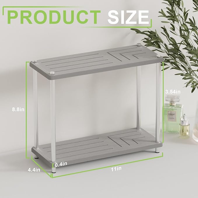 2 Tier Bathroom Organizer and Storage Water Absorbing Stone Bathroom Counter Organizer, Skincare Organizers with Perfume & Makeup