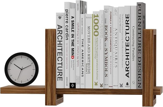 Adjustable Desktop Bookshelf, Retro Tabletop Bookshelf, Desk Shelf for Top of Desk in Living Room, Home, Office, Perfect for Magazine, Books, Cookbooks, No Tools Required to Assemble (Brown)-NeatNest