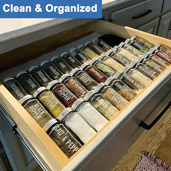 Expandable Spice Drawer Rack Organizer Insert for Kitchen Cabinet - Multi Tier Adjustable Spice Storage Shelf for Seasoning and Jar, Pack of 9-NeatNest