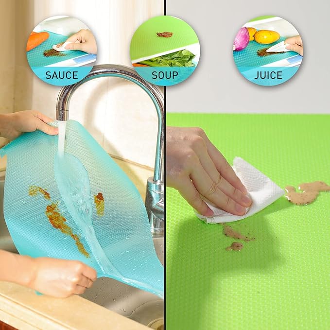 15PCS Shelf Mats Refrigerator Liners Washable Refrigerator Pads Fridge Mats Drawer Placemats Home Kitchen Gadgets Accessories Organization for Top Freezer(5green+5pink+5blue)-NeatNest