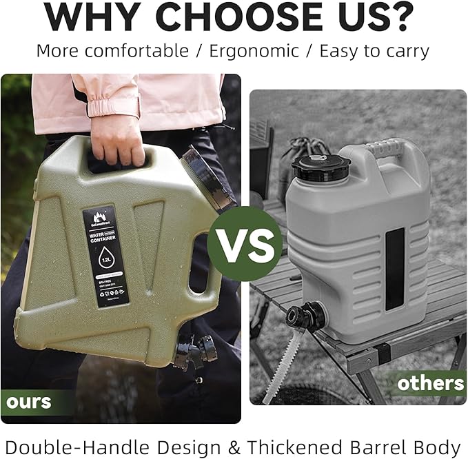 Camping Water Jug - 3.2 Gallan Water Container with Spigot | Portable Water Tank for Outdoor Hiking Picnic Supplies-Green-NeatNest