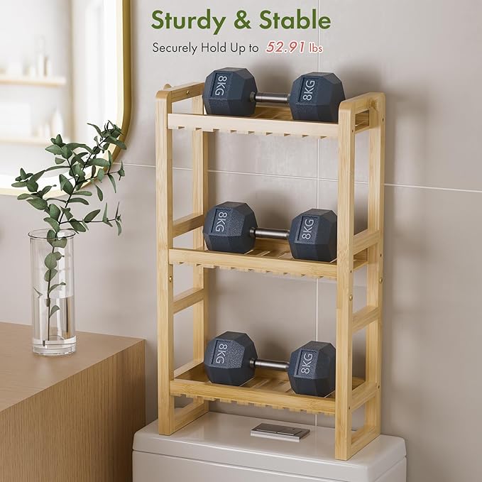 AmazerBath Bamboo Over The Toilet Storage Shelf - 3-Tier Bathroom Organizers and Storage Shelves, 2 in 1 Dual Stable Above Over Toilet Bamboo Shelf Home Storages Rack for Small Bathroom, Space Saver-NeatNest