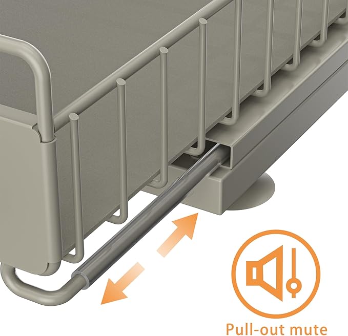 Under Sink Organizer, Single Tier Metal Pull Out Sliding Drawer Shelf for Kitchen Bathroom Cabinet Storage, Sturdy Rack – Gray-NeatNest