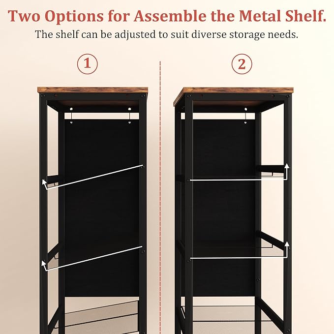HOMEFORT 5 Tiers Shoe Rack for Entryway,30" Shoe Storage Shelf for Closet, Shoe Organizer with Adjustable Mesh Shelves, for 15-20 Pairs of Shoes, Industrial Shoe Stand with Side Pocket, Rustic Brown