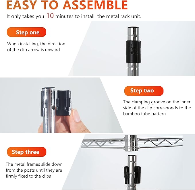 BestOffice 3-Tier Adjustable Wire Shelving Storage Shelves Heavy Duty Shelving Unit with Wheels for Small Places Kitchen Garage Balcony,Chrome-NeatNest