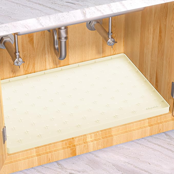 Sdpeia Under Sink Mat for [34" x 22"] Cabinet, Upgraded Silicone Waterproof Mat Kitchen Cabinet Liner Cabinet Protector Kitchen Organizers and Storage-NeatNest