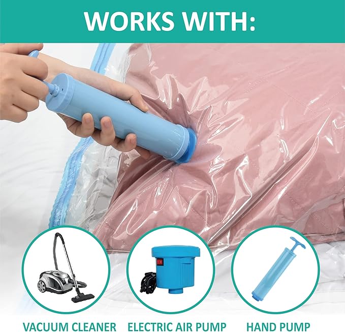 Space Saver Vacuum Storage Bags, 6 Pack Space Saver Bags with Pump, Storage Vacuum Sealed Bags for Clothes, Comforters, Blankets, Bedding (6 Small)-NeatNest