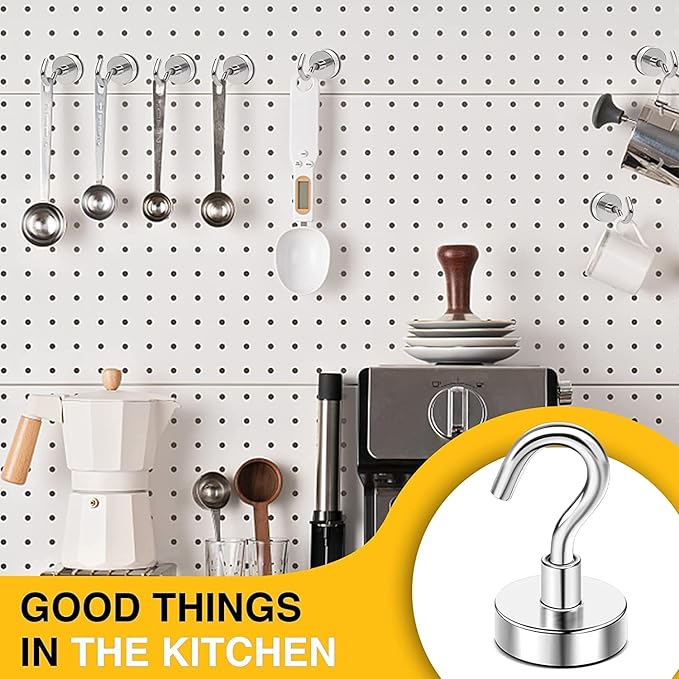 DIYMAG Magnetic Hooks, 30Lbs Strong Heavy Duty Cruise Magnet S-Hooks for Classroom, Fridge, Hanging, Cabins, Grill, Kitchen, Garage, Workplace and Office etc, (200 Pack-Silver),Screw in Hooks-NeatNest