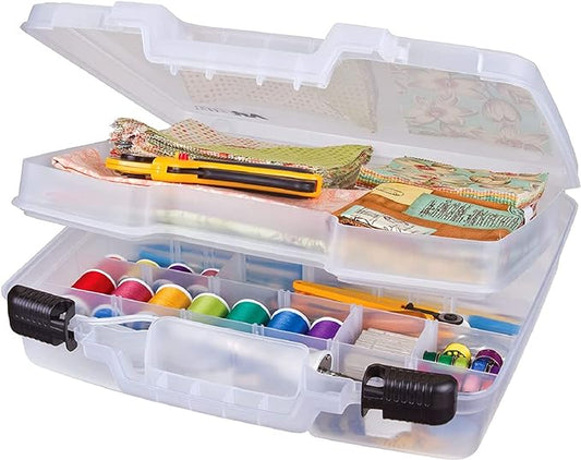 ArtBin 6961AB Quick View Deep Base Carrying Case with Removable Dividers, Portable Art & Craft Storage Box, 15", Clear