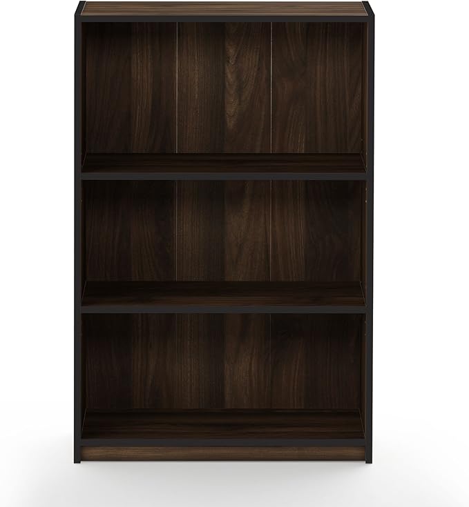 FURINNO JAYA Simple Home 3-Tier Adjustable Shelf Bookcase, Columbia Walnut