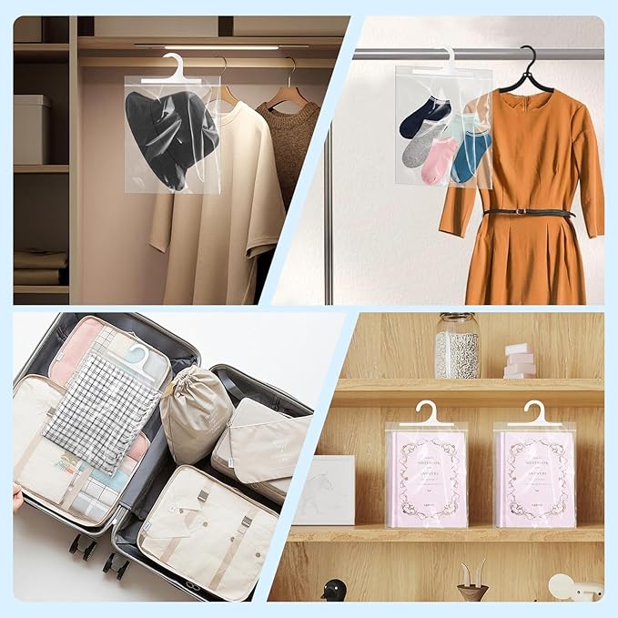 24 Pcs Hanging Storage Bags, Reusable Clear Hanging Bags, Hook Hanging Bags for Classroom, Library, Pharmacy, Armoire, Bathroom(10'' x 12.5'')-NeatNest