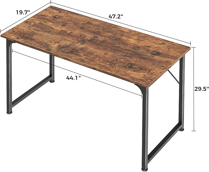 Huuger Computer Desk, 48 Inch Office Desk, Gaming Desk with Storage, Writing Desk Work Desk for Home Office, Study, Modern Simple Desk, Large Legroom, Metal Frame, Rustic Brown-NeatNest