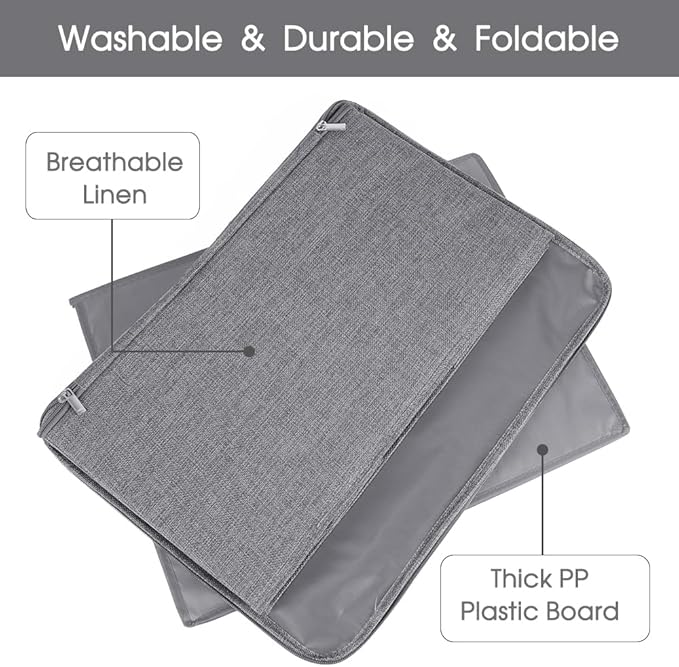 ANMINY 2PCS Storage Bins with Zipper Lids 36 Qt Lidded Fabric Storage Boxes Baskets Cubes with Handles Collapsible Washable Cotton Linen Closet Shelf Clothes Organizer Containers - Gray, Large-NeatNest