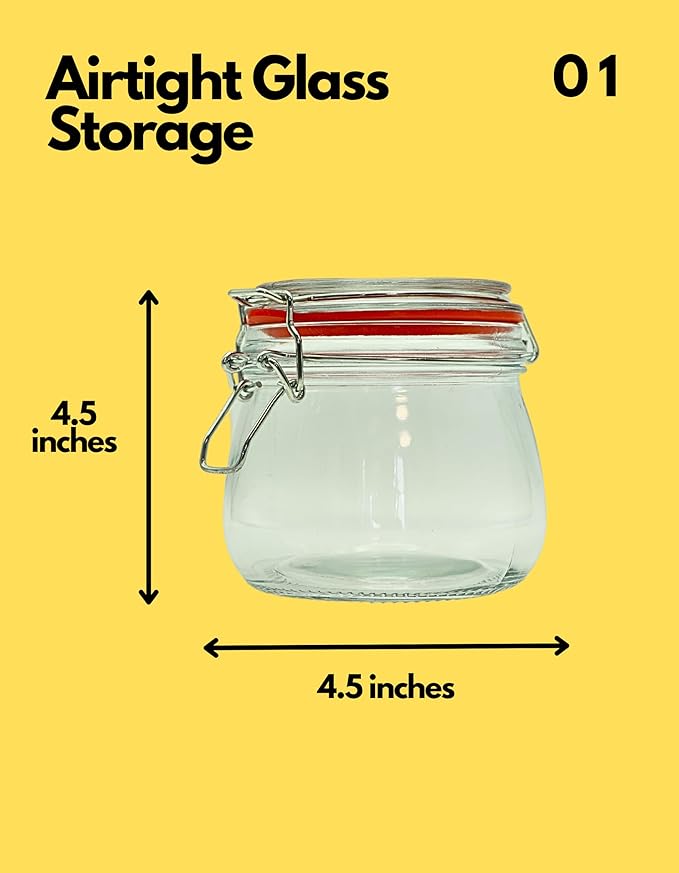 Generic Set of 2 airtight wide mouth glass jar with lid 17oz 0.5 liter Clear Glass Kitchen, Pantry Organizer. Keep your food, grains coffee, tea, cookies and candies dry, fresh. (Oval PC11002-F)