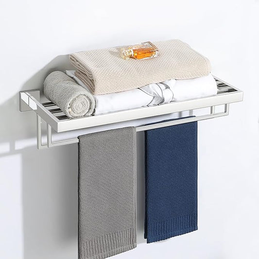 Alise 24 Inch Towel Racks for Bathroom, Towel Rack Wall Mounted with Double Towel Bars, SUS 304 Stainless Steel Towel Shelf, Heavy Duty Hand Towel Holder(Polished Chrome)