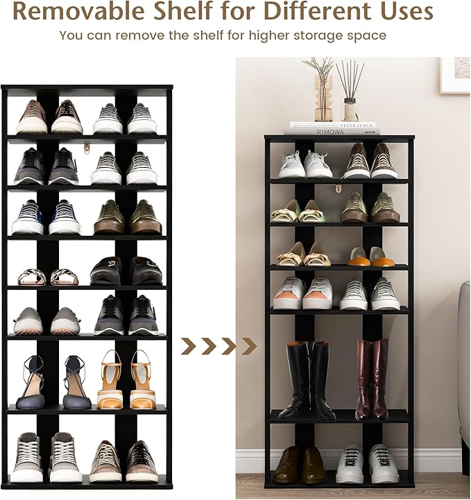 Tangkula 8-Tier Vertical Shoe Rack, Space-Saving Corner Shoe Organizer for 14 Pairs, Narrow Shoe Storage for Entryway, Front Door, or Closet-NeatNest