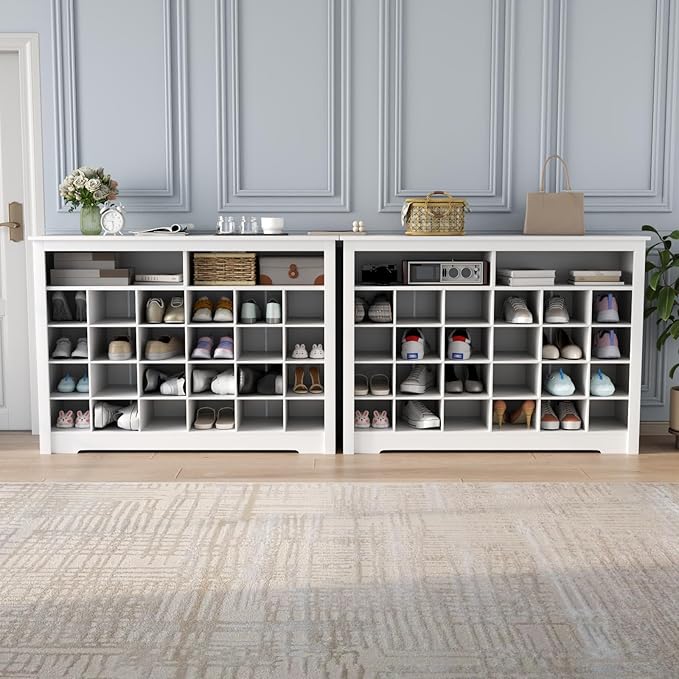 5-Tier Storage Cabinet for Entryway, Modern Shoe Rack with 26 Cubbies, Freestanding Shoe Organizer with 24 Pair Shoe Storage Cabinet for Hallway,Bedroom,Living Room(White-NeatNest