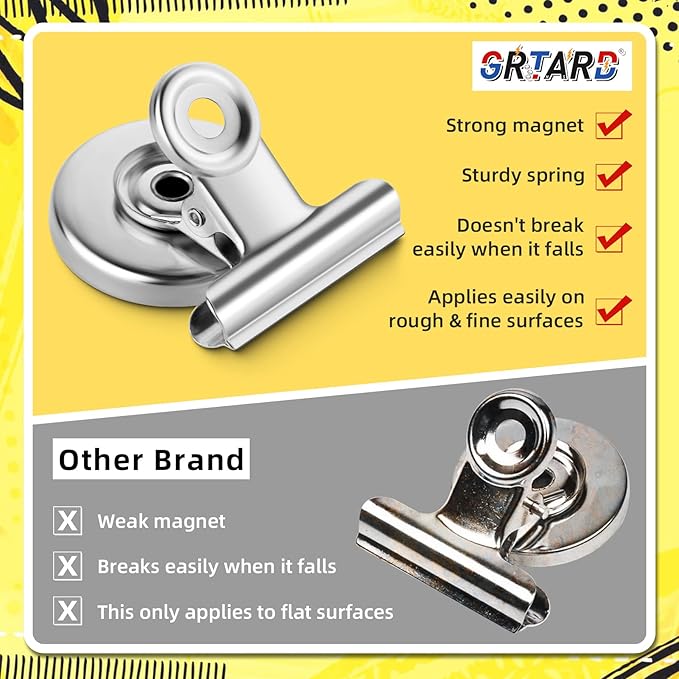 Grtard 40 Pack Magnetic Clips Heavy Duty, Magnet Clips for Fridge, Refrigerator Magnets, Strong Magnetic Clip, Scratch Free Magnets with Clip for Whiteboard, Refrigerator, Cruise, Locker