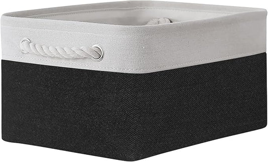 TheWarmHome Storage Bins for Shelves - 1 Pack 13.8x9.7x6.7 inch Storage Basket for Organizing for Closet Organizer Cubes Laundry Cloth Nursery (White & Black)-NeatNest
