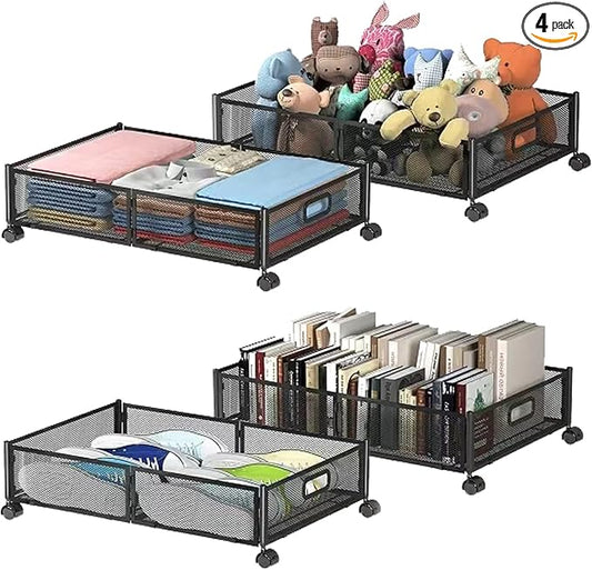 Foldable Bedroom Storage Organization with Handles - Under Bed Storage Containers with Wheels - Bins Drawer for Clothes, Blankets and Shoes-NeatNest