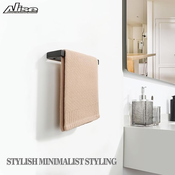 Alise Bath Towel Bar,Wall Mount Towel Holder Towel Rack Towel Hanger for Bathroom Lavatory,8 Inch SUS304 Stainless Steel Towel Rail,Matte Black GJF020-B