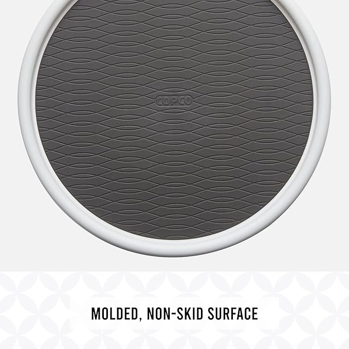 Copco Basics Non-Skid Pantry Cabinet Lazy Susan Turntable, 12-Inch, White/Gray (Pack of 2)-NeatNest