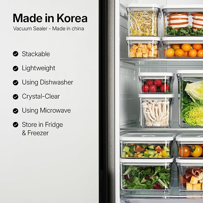 Premium Airtight Food Storage Containers 4-piece/Set, BPA Free, 100% Leak Proof, Keep food fresh up to 5 times longer than non-vacuum storage