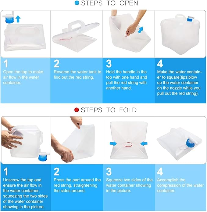 Collapsible Water Container Jug with Spigot, 2 Packs 5.3 Gallon BPA Free Camping Water Storage Carrier for Outdoor Hiking Backpacking & Emergency Survival Kit, Foldable Portable Canteen-NeatNest