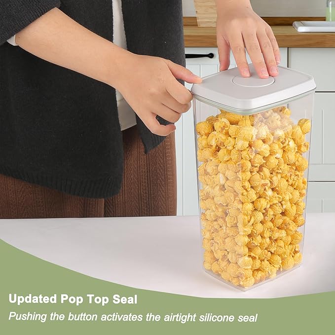 Airtight Food Storage Containers with Lids Pop Up Containers Pasta Organizer for Kitchen Pantry Cereal Snack Flour Sugar Coffee (3pc 1200ml / 1.26qt)-NeatNest