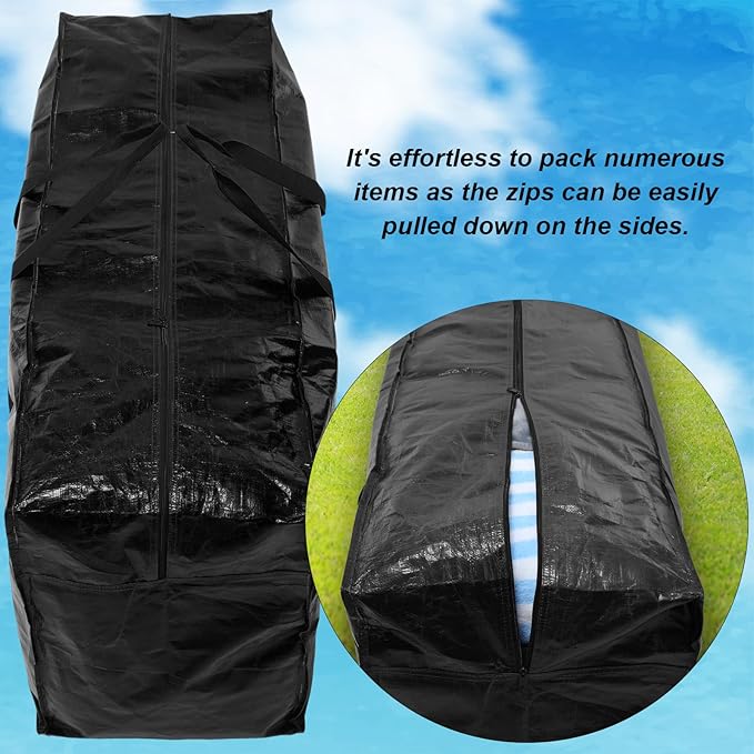 2 Pcs 66 Gallon Extra Large Moving Bags Storage Bags with Zipper and Handles Heavy Duty Duffle Bag Foldable Tote Bag for College Dorm Travel Clothes Blankets Bedding Moving(Black)