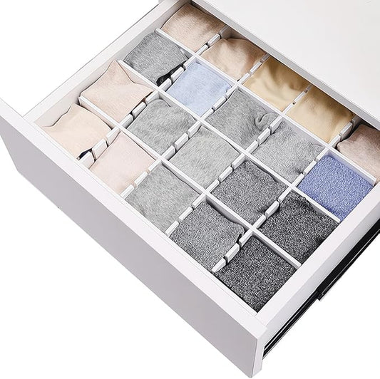 Drawer Divider,Adjustable Drawer Dividers Organizers for Baby Clothes, Underwear,Sock,Expandable Office Dresser Bathroom Desk Kitchen Separators Organizer (8 Pcs White)-NeatNest