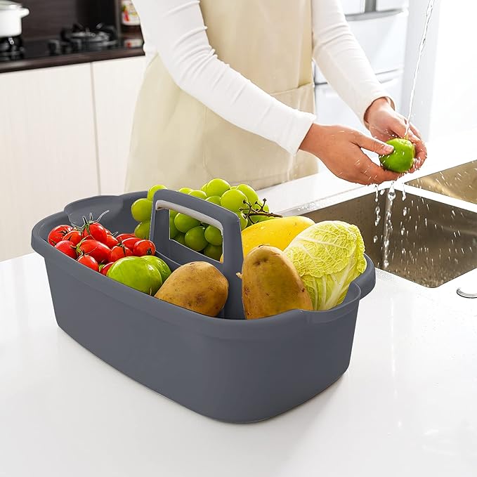 2-Pack Multi-Purpose Plastic Cleaning Caddy with Handle, Shower Caddy Organizer - Storage Basket/Totes Portable for Bathroom Supplies, Cleaning Products, Under Sink Tool. (Gray)-NeatNest