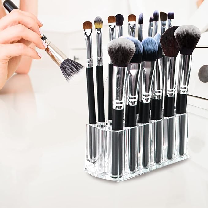 Foraineam 3 Pack Acrylic Eyeliner Lip Liner Holder Organizer, 26 Slots Makeup Brush Pencil Organization Container, Clear Cosmetic Storage Display Holder-NeatNest
