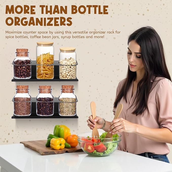 2 Pack Magnetic Cups Holder, Organizer for 30-40 oz Water Bottle Tumblers with Handle, Kitchen Cup Storage Rack for Refrigerator Fridge