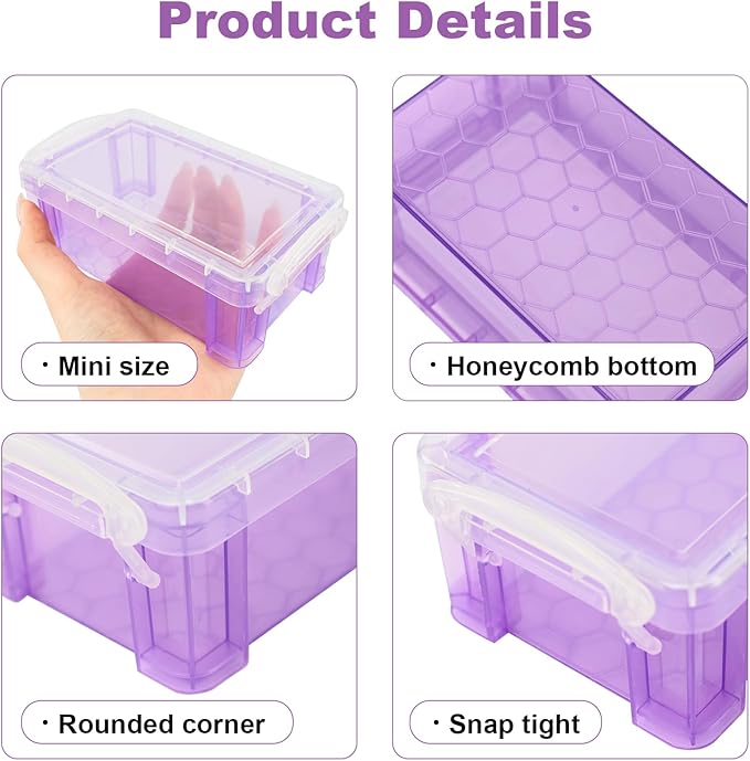 12 PCS Small Storage Containers with Lids, 4.3" X 2.3" X 1.5" Stackable Small Plastic Box, Colorful Mini Plastic Storage Box for Jewelry Beads Crafts Items Accessories-NeatNest
