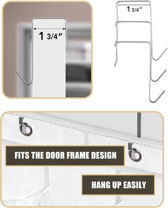 Over The Door Shoe Organizer - 2 Pack Shoe Rack for Door with 24 Pockets and Hooks, Shoe Holder Back of Door Organizers for Shoes, Hanging Shoe Organizer for Space Saving, White-NeatNest