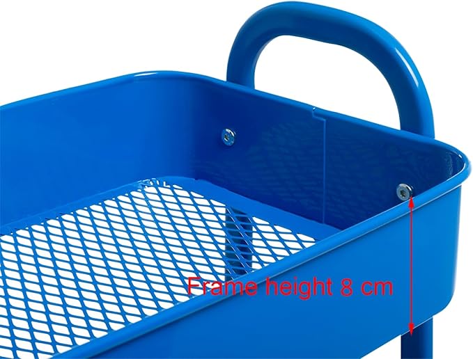 AGTEK Makeup Cart, Movable Rolling Organizer Cart,3 Tier Metal Utility Cart, Aristocratic Blue-NeatNest
