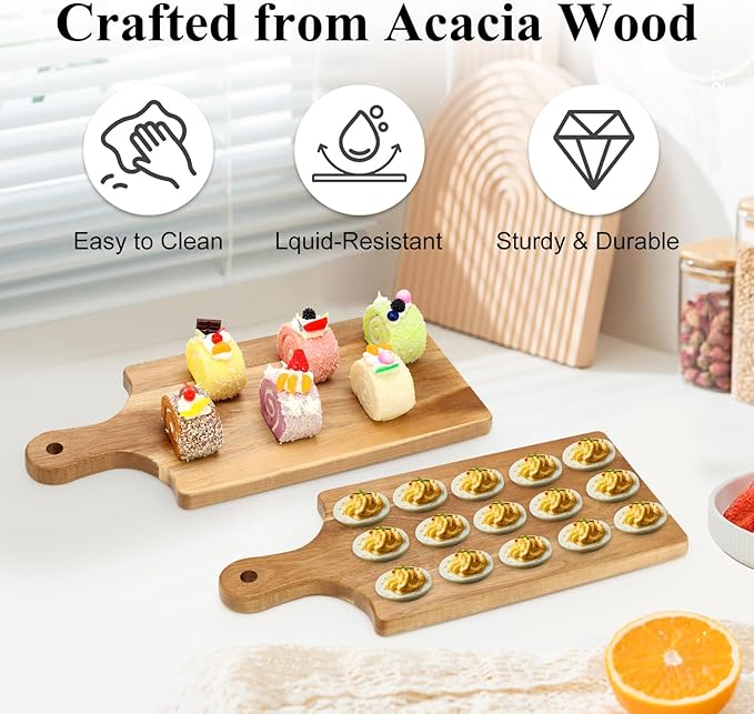 20 Holes Acacia Wood Deviled Egg Tray for Egg Holder Easter Gift Devilled Eggs Container Platter Wooden Cheese Charcuterie Board Devil Egg Serving Dish Carrier Hosting Kitchen Counter Plates