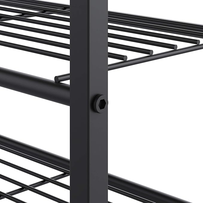 Yusong Shoe Rack Organizer, 5 Tier Industrial Shoe Storage Shelf, Narrow Sturdy Metal Shoe Shelves for Closet Entryway, Rustic Brown-NeatNest