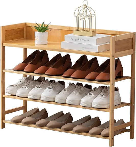 latifolia Bamboo Shoe Rack, 4-Tier Shoe Rack Organizer for Entryway(31.4''L)-NeatNest