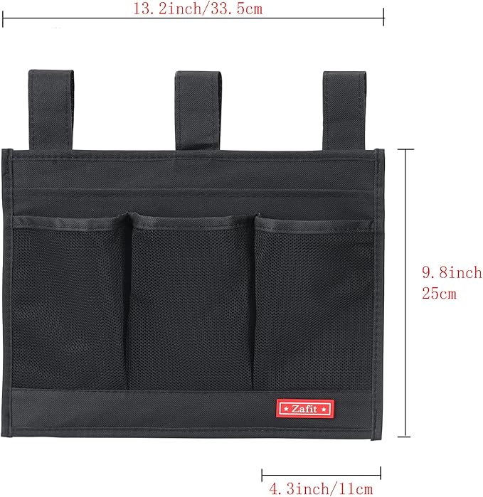 Hanging Bedside Caddy, Bedside Storage Organizer for Magazine, Phone, Remote control (Classic4 Pockets-Black)-NeatNest