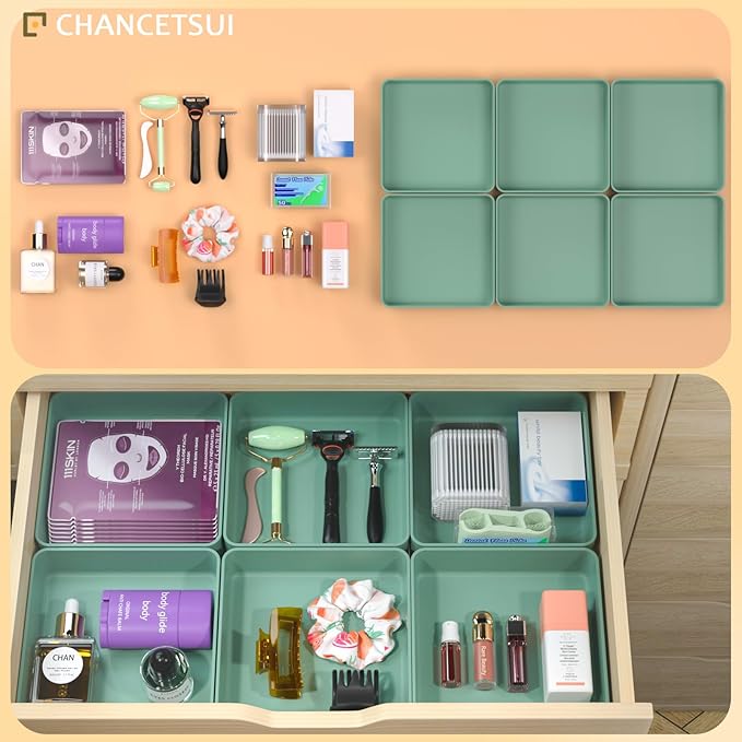 CHANCETSUI Square Makeup Countertop Organizer Holder : Stackable Vanity Trays for Bathroom Storage-NeatNest