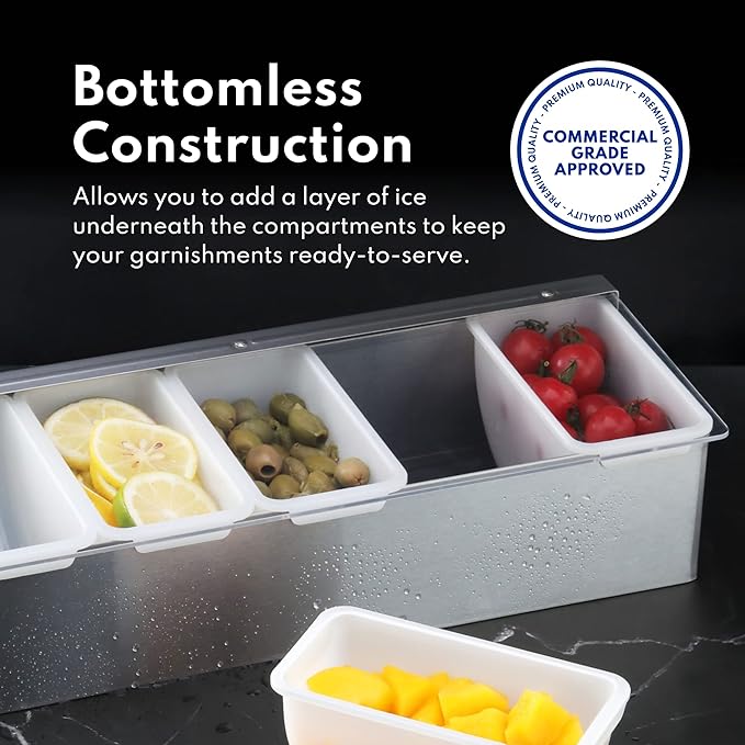 New Star Foodservice | Multi-Compartment Restaurant-Grade Condiment Dispensers (Silver, 3 Compartments)-NeatNest