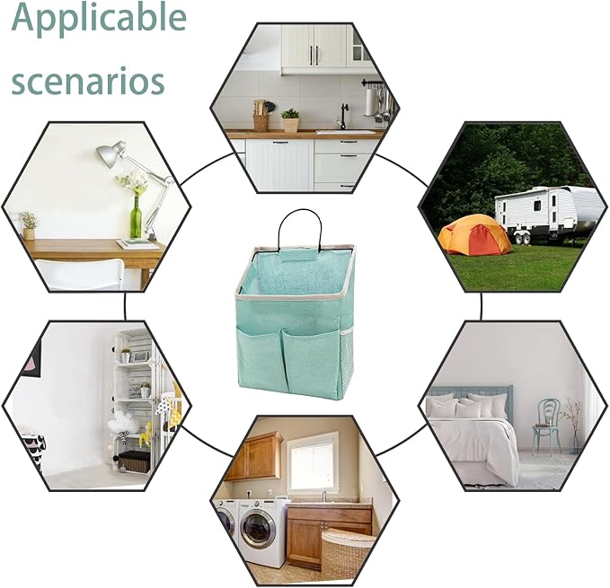 2pcs Wall Hanging Storage Bag,Wall Hanging Organizer Bags with Pockets, Wall Organizer Storage for Dormitory Bathroom Bedroom Kitchen(Green)-NeatNest