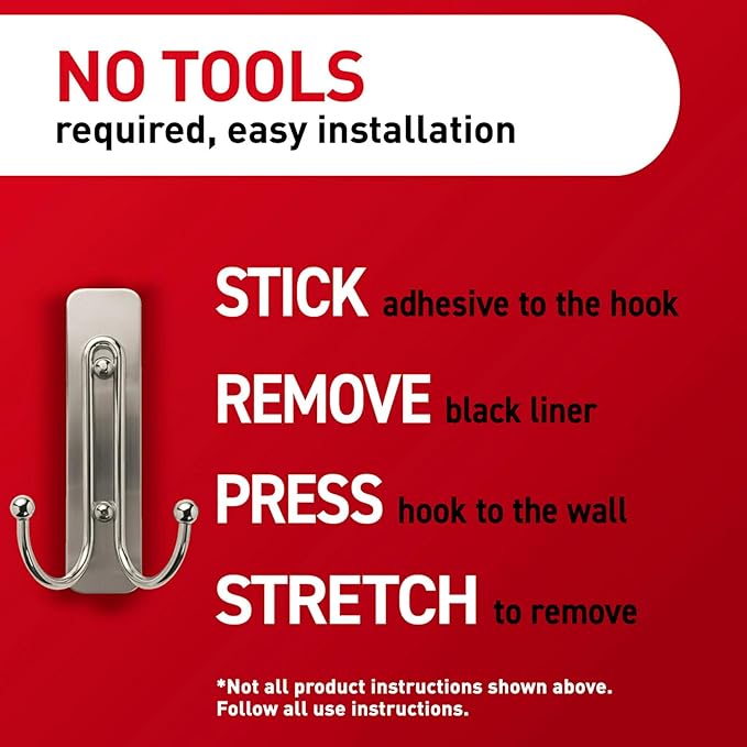 Command Large Brushed Nickel Double Hooks, 2 Hooks and 2 Command Strips, Damage-Free Hanging Wall Hooks with Adhesive Strips, No Tools Coat Hooks for Hanging Home Decor, Holds up to 4 lb-NeatNest