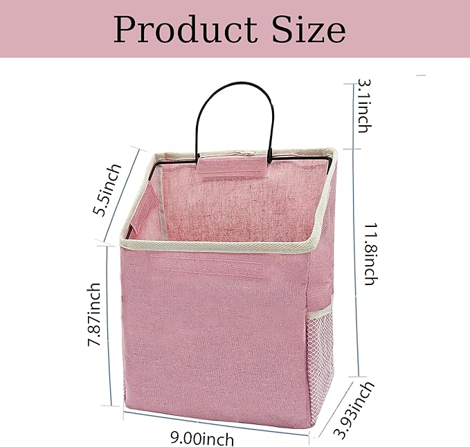 2 Pack Wall Hanging Storage Bag, Hanging Organizer Bag with Sticky Hook, Wall Organizer for Dormitory Bathroom Bedroom Kitchen (Pink)-NeatNest