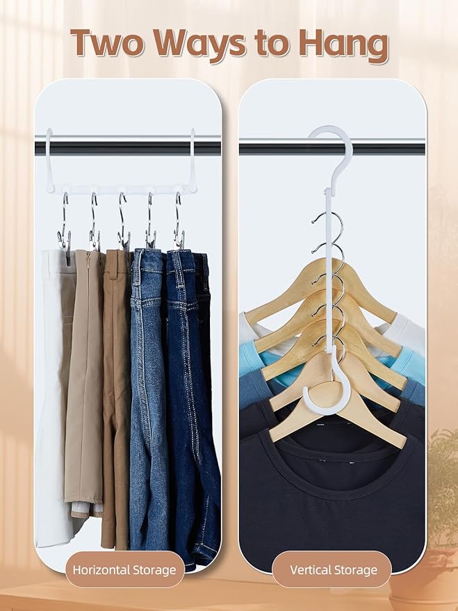 HOUSE DAY White Magic Plastic Hangers Space Saving Organizers and Storage Clothes Hanger Multi Hangers Sturdy Wardrobe Closet for Heavy Clothes, Dorm Room Bedroom Home RV Car Camper Essentials 20 Pack-NeatNest