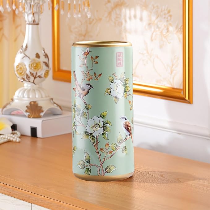 Ceramic Umbrella Stand Living Room Floor-Standing Freestanding Cane Chinese Umbrella Stand Multifunctional Painted Porcelain Vintage Ceramics Flower Vases for Home Office Entrance Indoor(B)-NeatNest